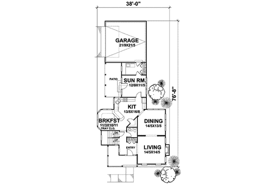 Floor Plan - Main Floor for Colonial House Plan #50-260 - 3 bed, 3 bath