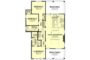 Floor Plan - Main Floor for Farmhouse House Plan #430-294 - 3 bed, 2 bath