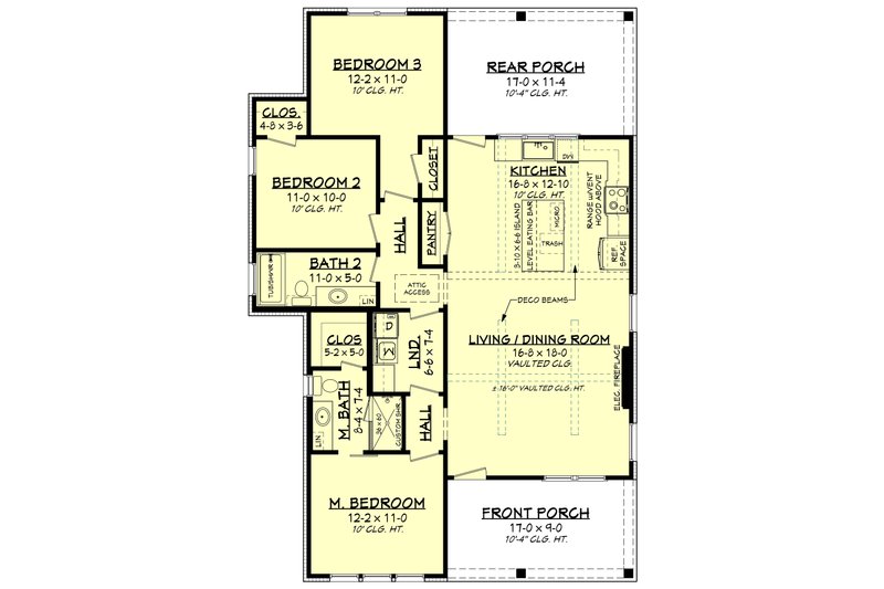 Home Plan - Floor Plan - Main Floor for Farmhouse House Plan #430-294 - 3 bed, 2 bath