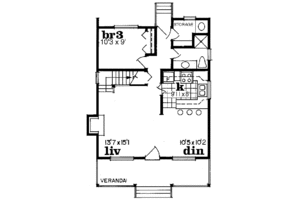 Floor Plan - Main Floor for Cabin House Plan #47-111 - 3 bed, 2 bath