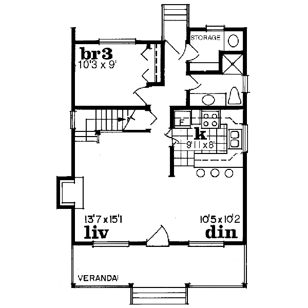 Cabin Floor Plan - Main Floor Plan #47-111