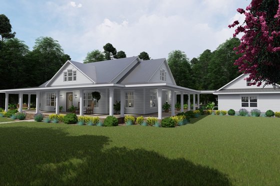 Exterior - Front Elevation 3 for Farmhouse House Plan #120-254 - 3 bed, 2 bath