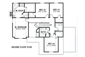 Floor Plan - Upper Floor for Traditional House Plan #67-484 - 4 bed, 2.5 bath