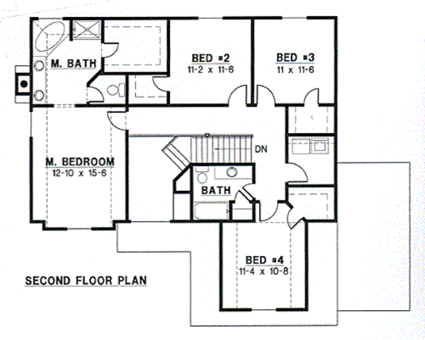 Traditional Floor Plan - Upper Floor Plan #67-484