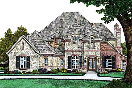 Exterior - Front Elevation for European House Plan #310-996 - 4 bed, 3 bath
