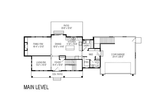 Floor Plan - Main Floor for Craftsman House Plan #920-9 - 5 bed, 3.5 bath