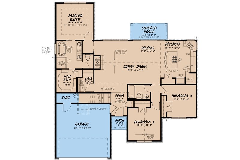 Architectural House Design - Floor Plan - Main Floor for Traditional House Plan #923-242 - 3 bed, 2 bath