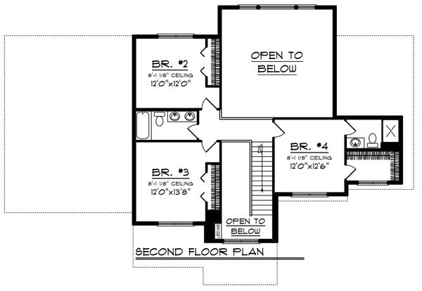 Craftsman Floor Plan - Upper Floor Plan #70-1249