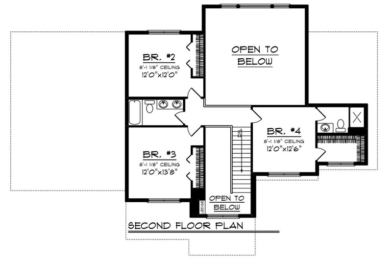 Architectural House Design - Floor Plan - Upper Floor for Craftsman House Plan #70-1249 - 4 bed, 3.5 bath