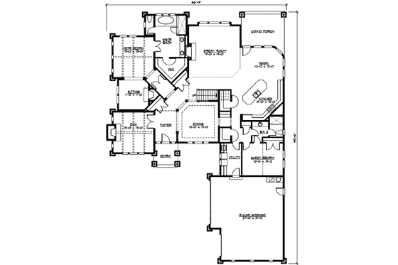 Floor Plan - Main Floor for Craftsman House Plan #132-160 - 4 bed, 3 bath