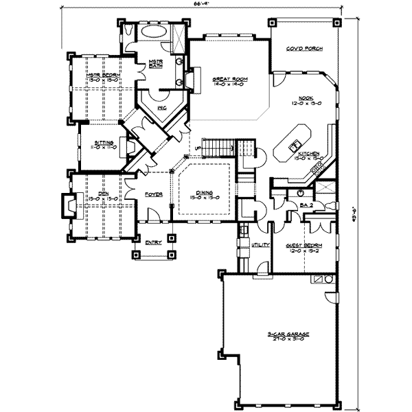 Craftsman Floor Plan - Main Floor Plan #132-160