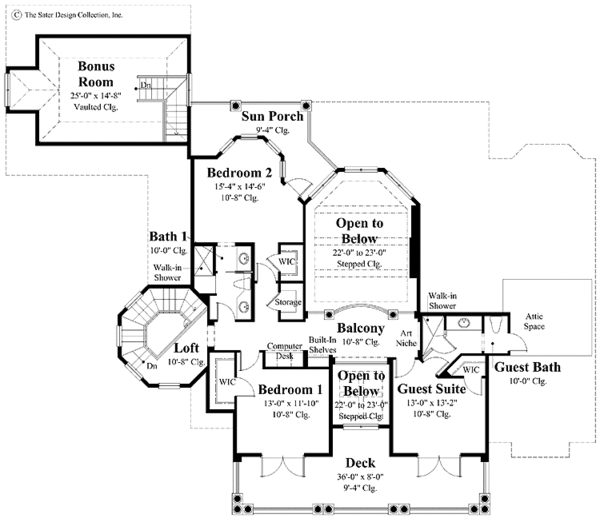 Architectural House Design - Southern Floor Plan - Upper Floor Plan #930-270