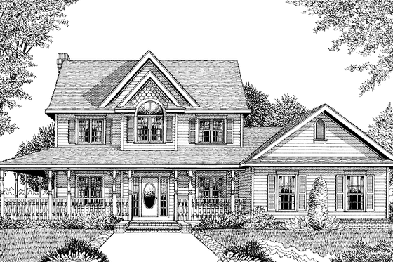 Exterior - Front Elevation 3 for Country House Plan #11-267 - 4 bed, 3.5 bath