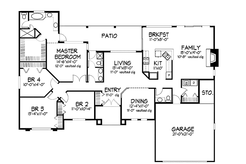 Architectural House Design - Floor Plan - Main Floor for Mediterranean House Plan #320-948 - 4 bed, 2.5 bath