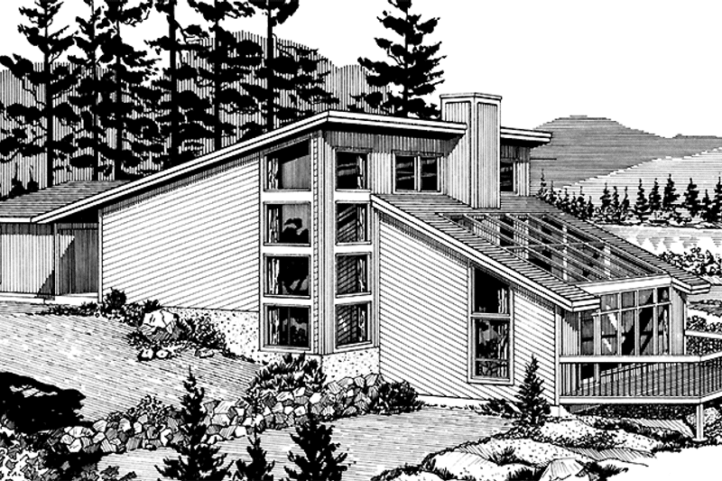 Home Plan - Exterior - Rear Elevation for Contemporary House Plan #320-1189 - 2 bed, 2 bath