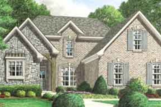 Exterior - Front Elevation for European House Plan #34-202 - 4 bed, 3 bath