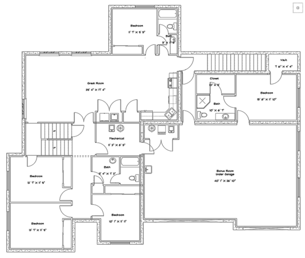 House Design - Ranch Floor Plan - Lower Floor Plan #1060-27