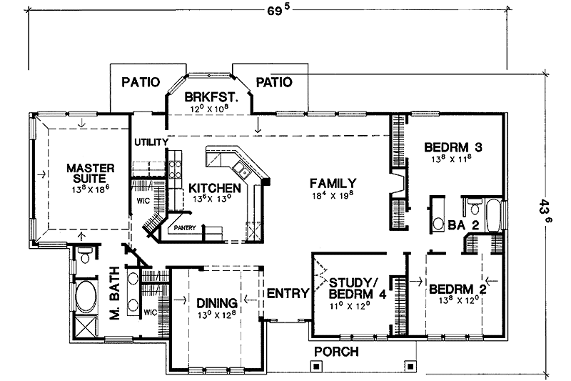 Home Plan - Floor Plan - Main Floor for Country House Plan #472-381 - 3 bed, 2 bath
