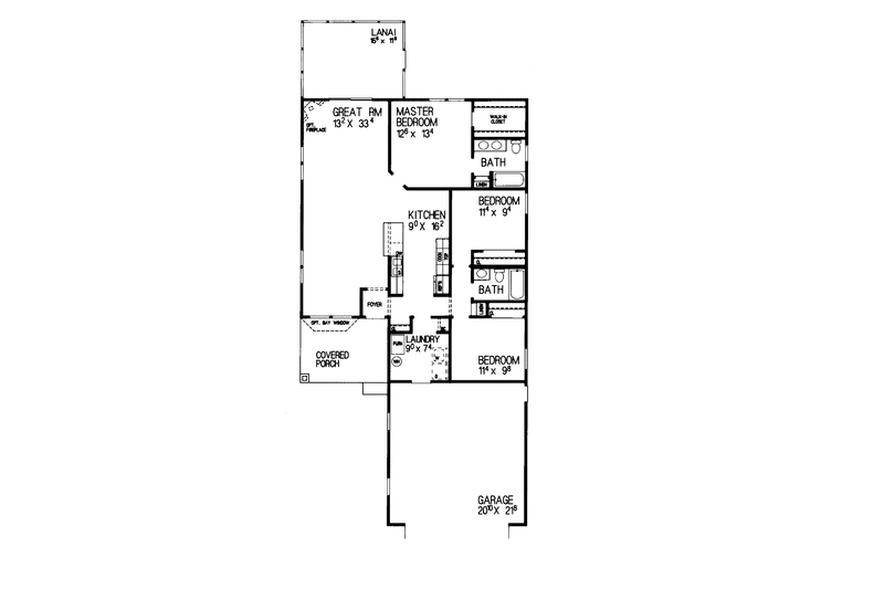 Home Plan - Floor Plan - Main Floor for Craftsman House Plan #72-1037 - 3 bed, 2 bath