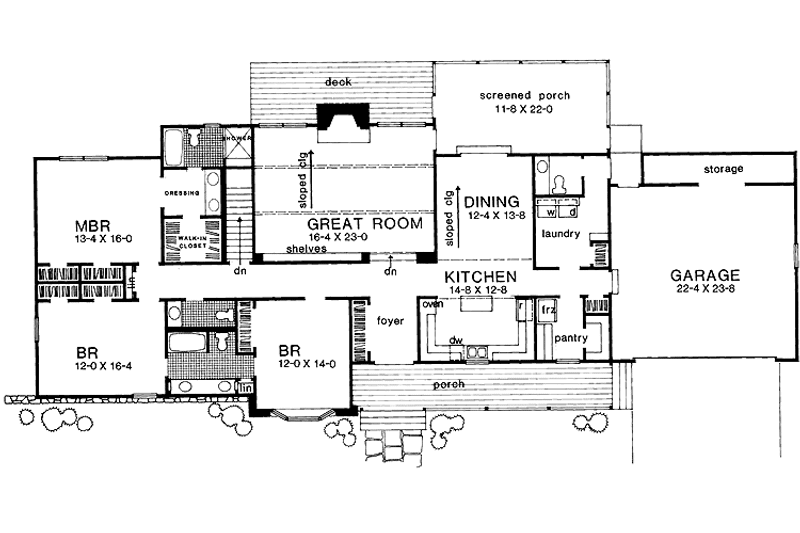 Dream House Plan - Floor Plan - Main Floor for Contemporary House Plan #72-1066 - 3 bed, 2 bath