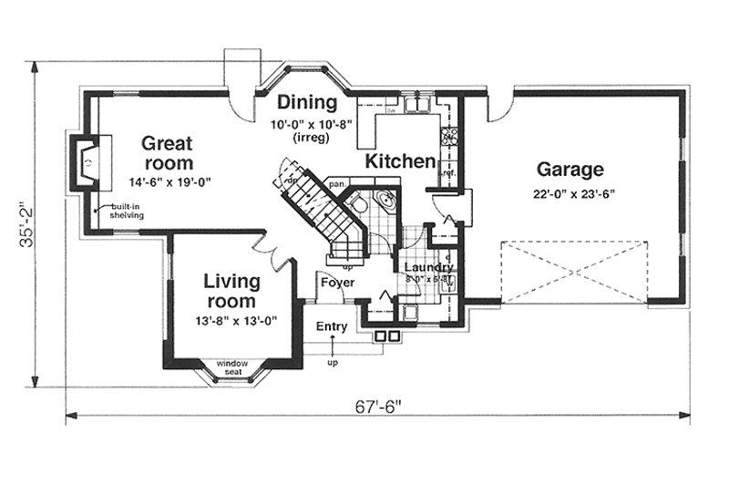 House Blueprint - Floor Plan - Main Floor for Prairie House Plan #965-10 - 3 bed, 2.5 bath