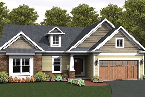 Architectural House Design - Exterior - Front Elevation for Ranch House Plan #1010-102 - 2 bed, 2 bath