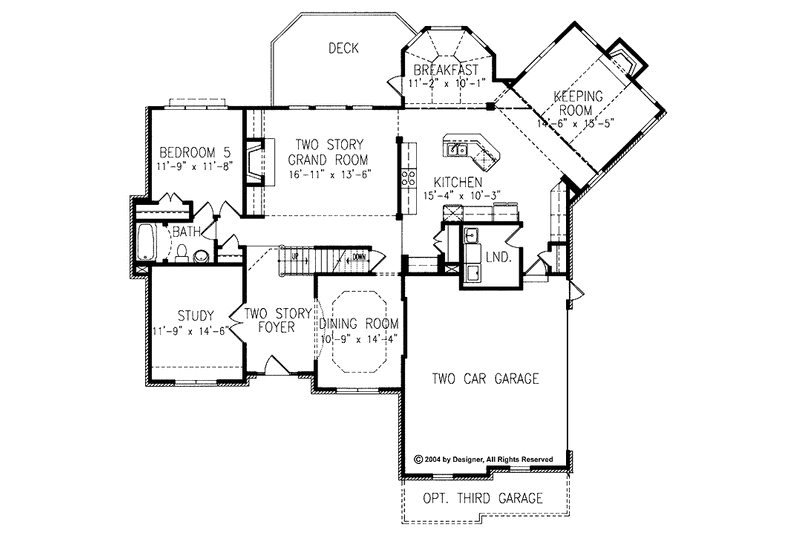 House Plan Design - Floor Plan - Main Floor for Traditional House Plan #54-219 - 5 bed, 4 bath