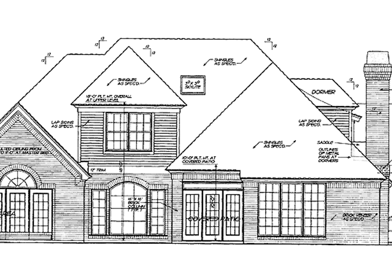 Dream House Plan - Exterior - Rear Elevation for Country House Plan #310-1178 - 4 bed, 3.5 bath