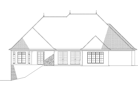 Exterior - Rear Elevation for Country House Plan #17-3350 - 3 bed, 4.5 bath