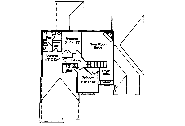 House Blueprint - Southern Floor Plan - Upper Floor Plan #46-325