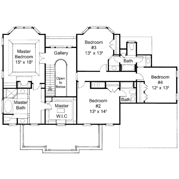Home Plan - Classical Floor Plan - Upper Floor Plan #429-126