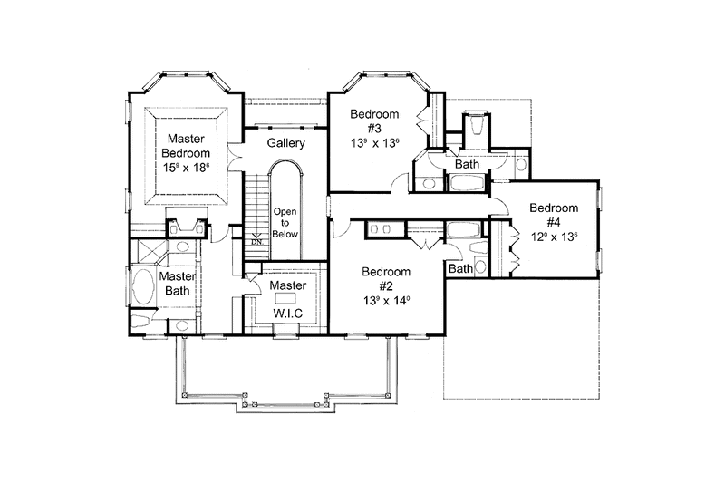 Home Plan - Floor Plan - Upper Floor for Classical House Plan #429-126 - 4 bed, 3.5 bath
