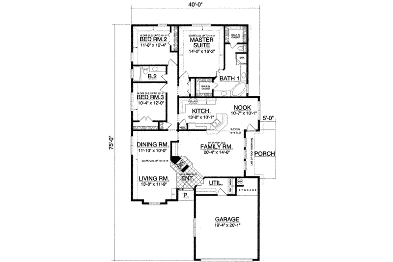 Dream House Plan - Floor Plan - Main Floor for European House Plan #40-362 - 3 bed, 2 bath