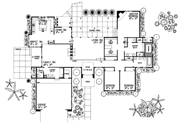 Architectural House Design - Mediterranean Floor Plan - Main Floor Plan #72-901