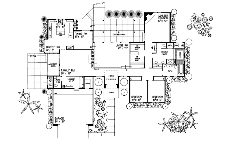 Home Plan - Floor Plan - Main Floor for Mediterranean House Plan #72-901 - 3 bed, 2.5 bath
