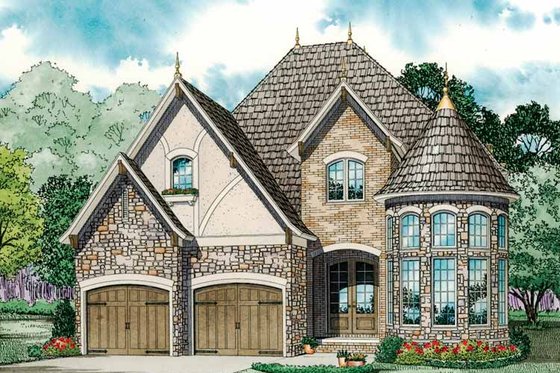 Exterior - Front Elevation 5 for European House Plan #17-3284 - 4 bed, 2.5 bath