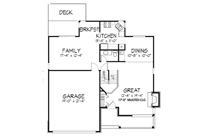 Home Plan - Floor Plan - Main Floor for Country House Plan #320-728 - 2 bed, 2.5 bath