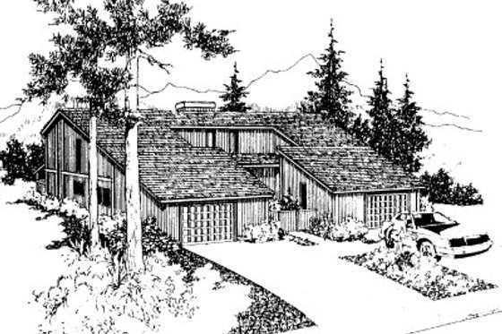 Exterior - Front Elevation for Contemporary House Plan #303-234 - 2 bed, 1.5 bath