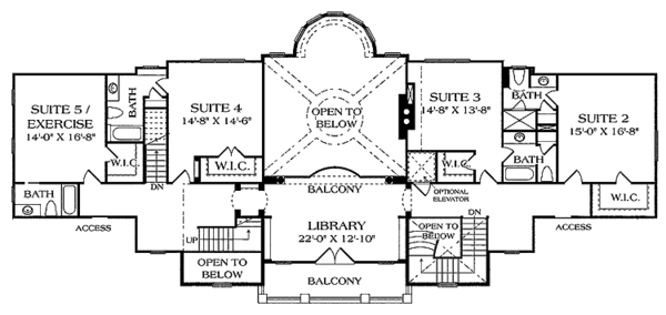 House Design - European Floor Plan - Upper Floor Plan #453-472
