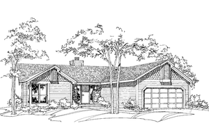 Dream House Plan - Exterior - Front Elevation for Ranch House Plan #320-666 - 2 bed, 2 bath