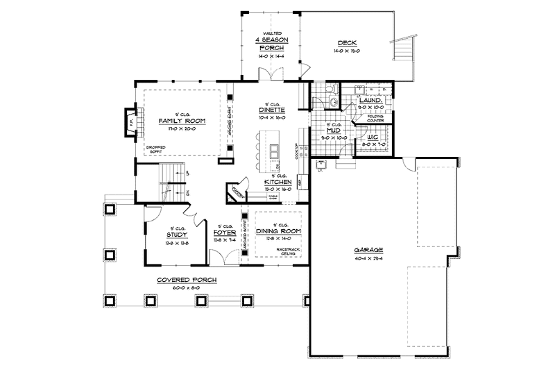 Architectural House Design - Floor Plan - Main Floor for Traditional House Plan #51-661 - 3 bed, 2.5 bath
