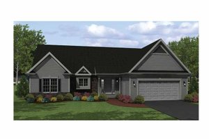 Exterior - Front Elevation 3 for Ranch House Plan #1010-4 - 2 bed, 2 bath