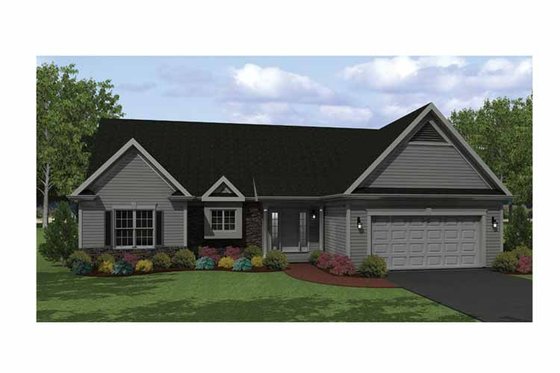 Exterior - Front Elevation 3 for Ranch House Plan #1010-4 - 2 bed, 2 bath