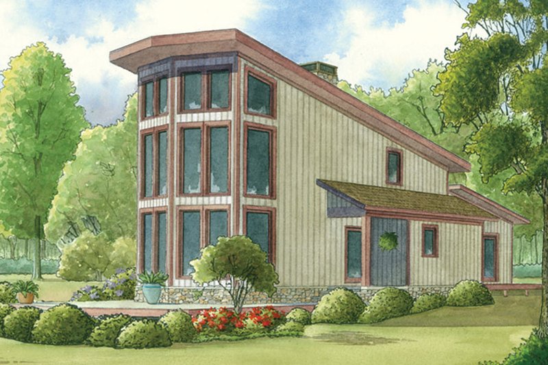 House Blueprint - Contemporary Exterior - Front Elevation Plan #17-3377