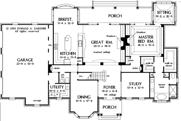 Architectural House Design - Colonial Floor Plan - Main Floor Plan #929-606