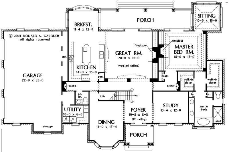Home Plan - Floor Plan - Main Floor for Colonial House Plan #929-606 - 4 bed, 3.5 bath