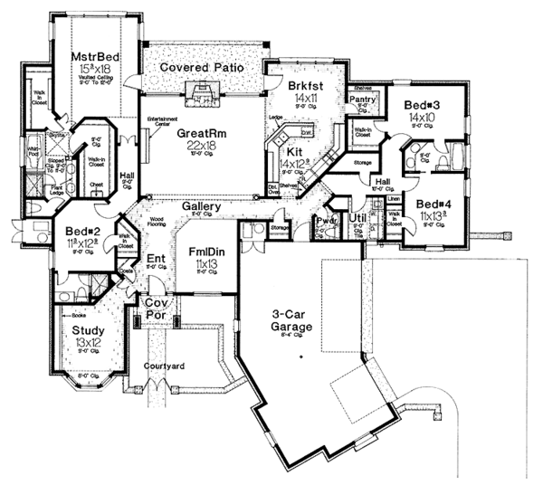 Home Plan - Country Floor Plan - Main Floor Plan #310-1180