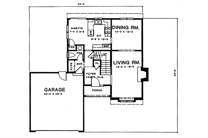 Home Plan - Floor Plan - Main Floor for Country House Plan #1001-131 - 3 bed, 1.5 bath