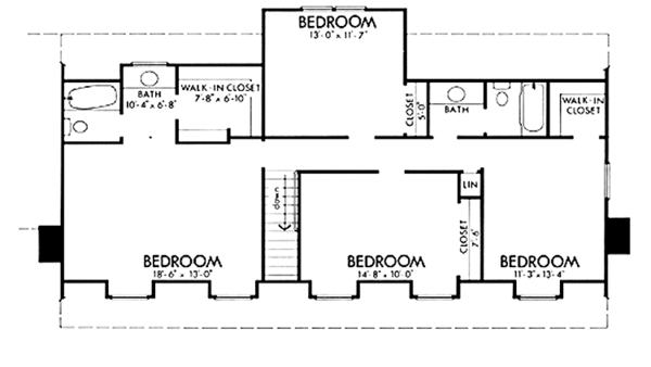 Home Plan - Colonial Floor Plan - Upper Floor Plan #320-1366