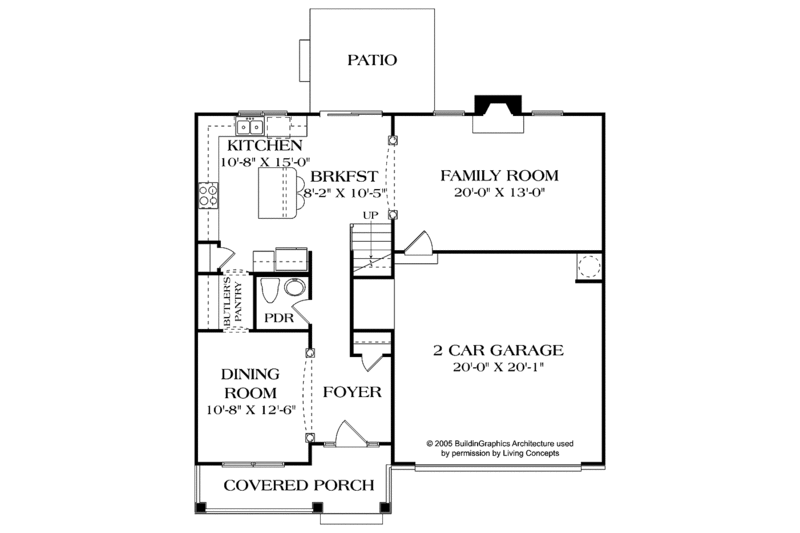 Architectural House Design - Floor Plan - Main Floor for Traditional House Plan #453-504 - 3 bed, 2.5 bath
